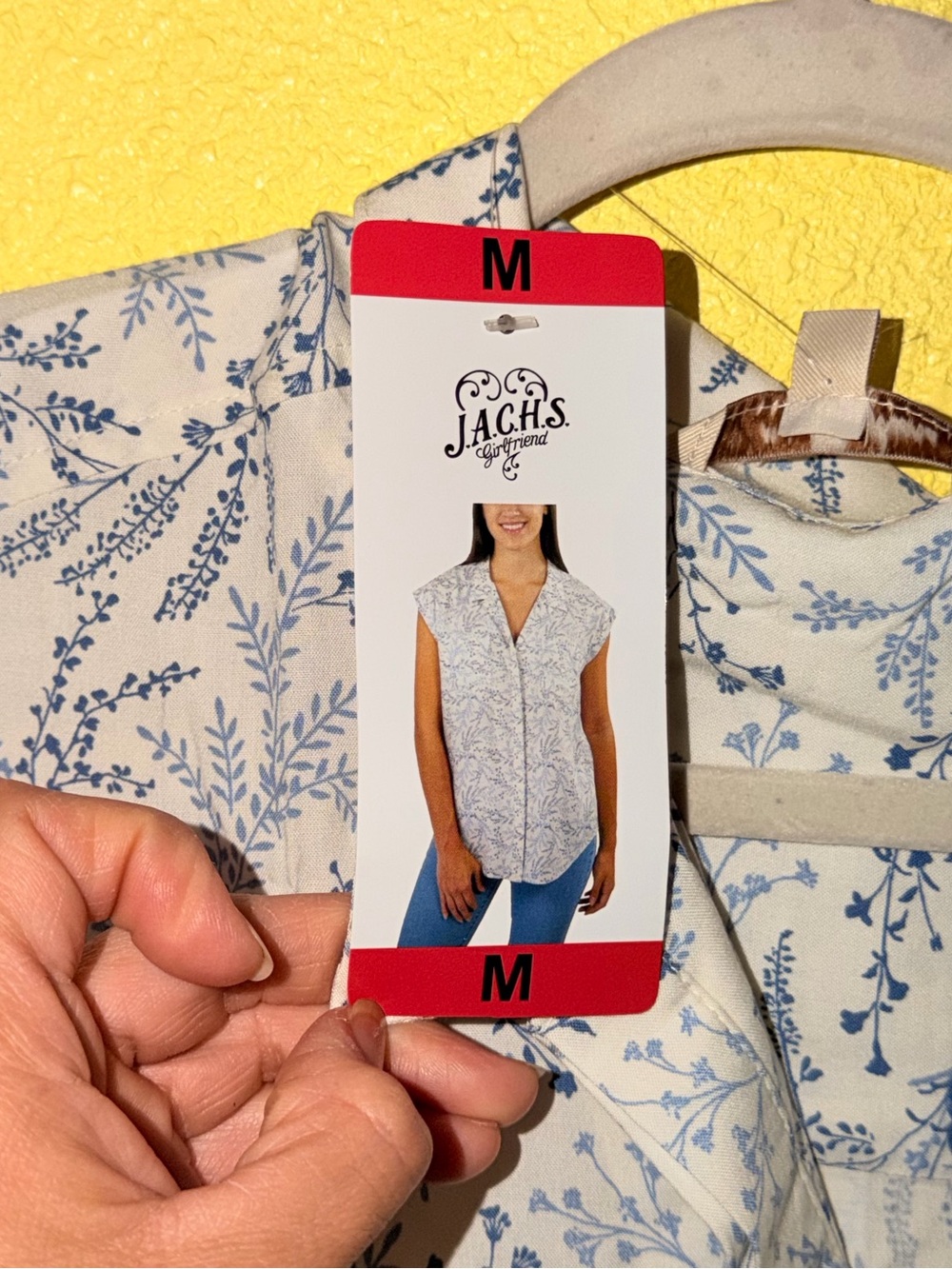 Jachs Girlfriend White Blouse with Blue Floral Print